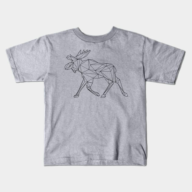 Moose or Elk in low poly style Kids T-Shirt by 66LatitudeNorth